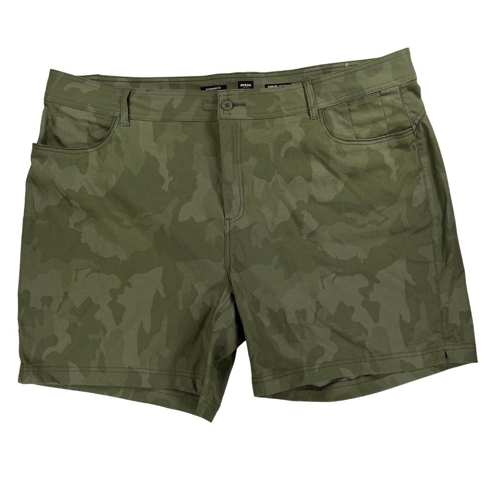 prAna Camo Shorts Women's Halle II 22W Green Stretch Outdoor Hiking Casual